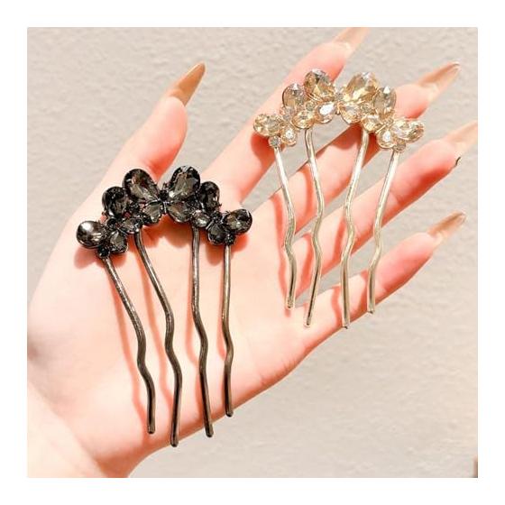 Nightclub Roller Comb Set of 2, Pearl Hair Comb, U-Shaped Hair Accessories, Hair Clips, Fashion for School Entrance Ceremonies, Coming-of-Age