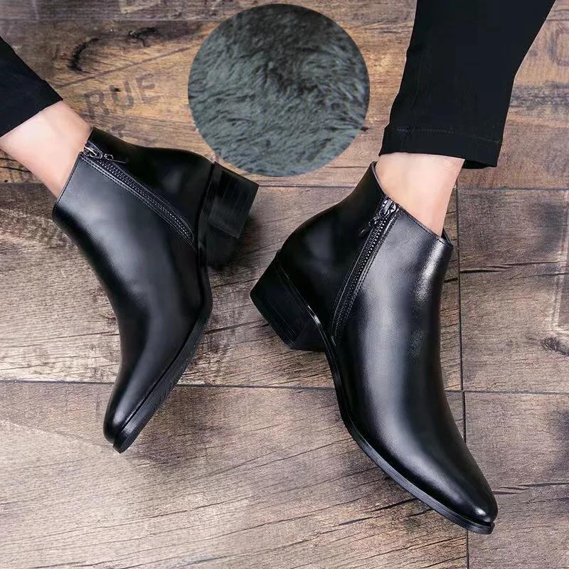 

2026 New Korean Style Trendy Men s High Top Leather Shoes Formal Single Shoes Business Leather Shoes for Men 44