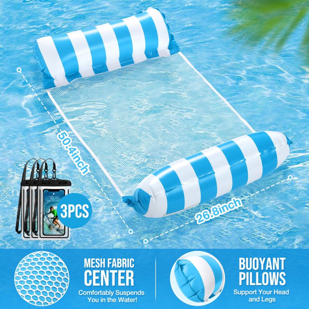 Livhil Set da 3 amache galleggianti per piscina, materassini gonfiabili per piscina, amache acquatiche, galleggianti per piscina per adulti