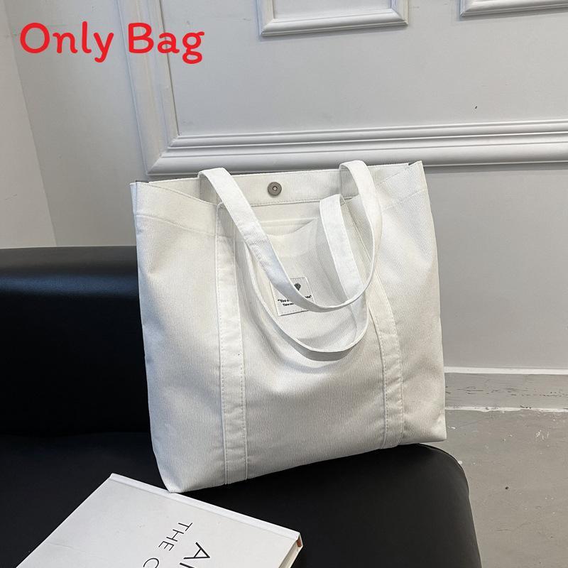 

Vintage Style Corduroy Shoulder Bag With Letter Embellishments And Soft Structure For Students белый