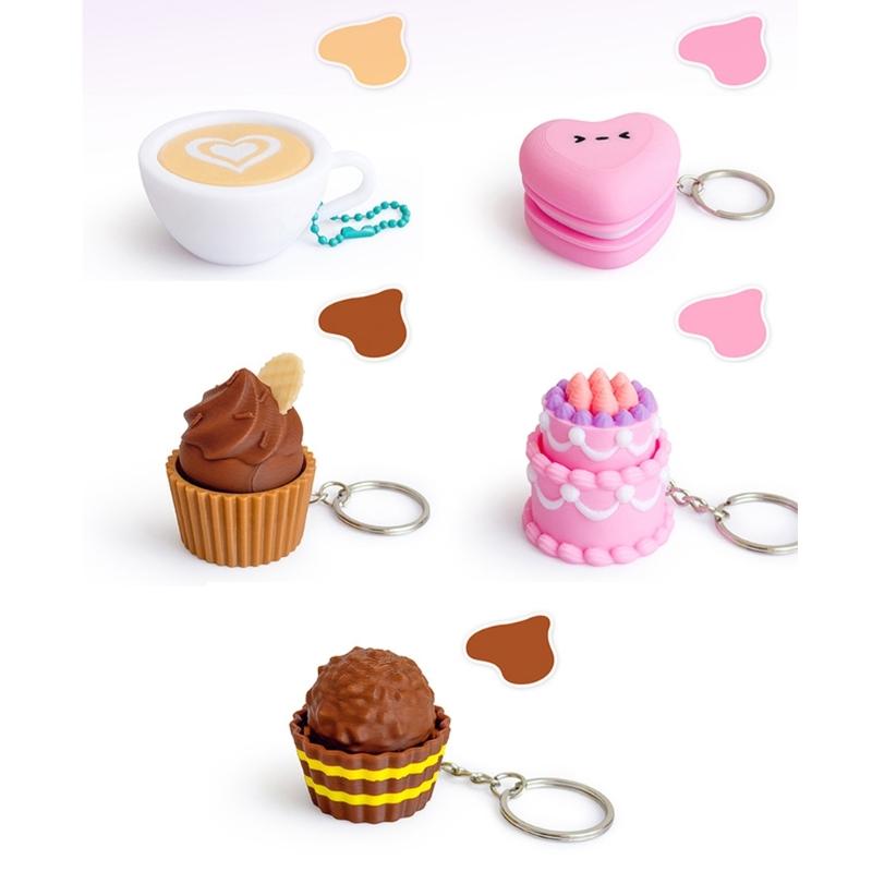 Heart Cake Design Clickers Keychain Portable Stress Reliever Toy With Polylactic Acid Materials