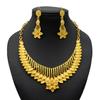 Two-Piece 24K Gold-Plated Alloy Dubai Bride Necklace Earrings Set Indian-Saudi Arabian Women's Wedding Gift for Party Occasions