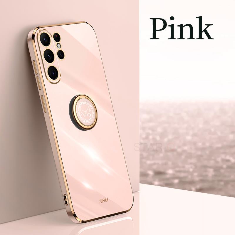 S 23 22 21 Husă de placare cu suport de inel de lux pentru Samsung Galaxy S23 Ultra S22 Plus S21 S20 Fe Husă din silicon cu suport S23ultra