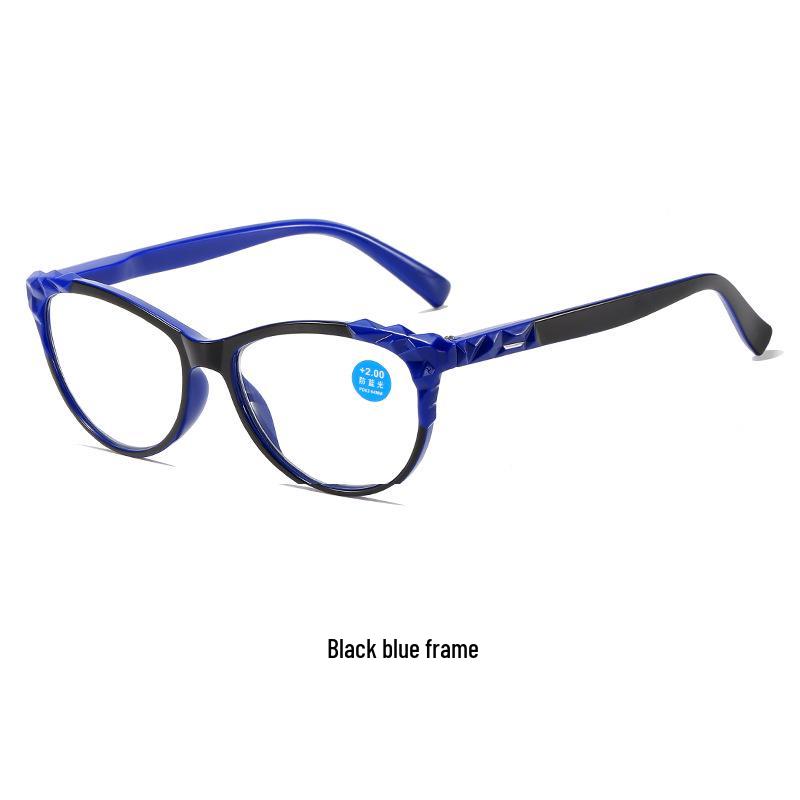 Retro Cat-Eye Blue Light Blocking Reading Glasses for Women, European & American Fashion, Spring Hinges, HD Prescription.
