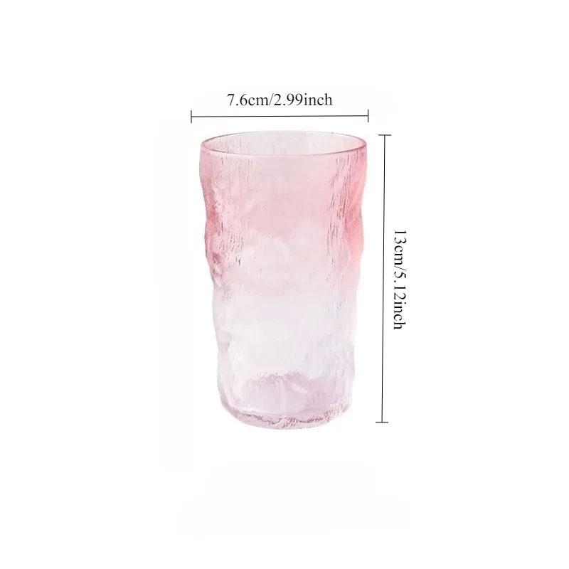 285ml/380ml Gradient Pink Cocktail Glass Modern Iceberg Shaped Glass Cup Art Design Juice Beverage Mugs Suitable for Gift Giving