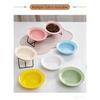 Cute 15° Tilted Ceramic Cat Bowl Double Pet Feeder Bowl with Iron Stand Anti-slip Elevated Food Water Bowl for Small Dogs Cats
