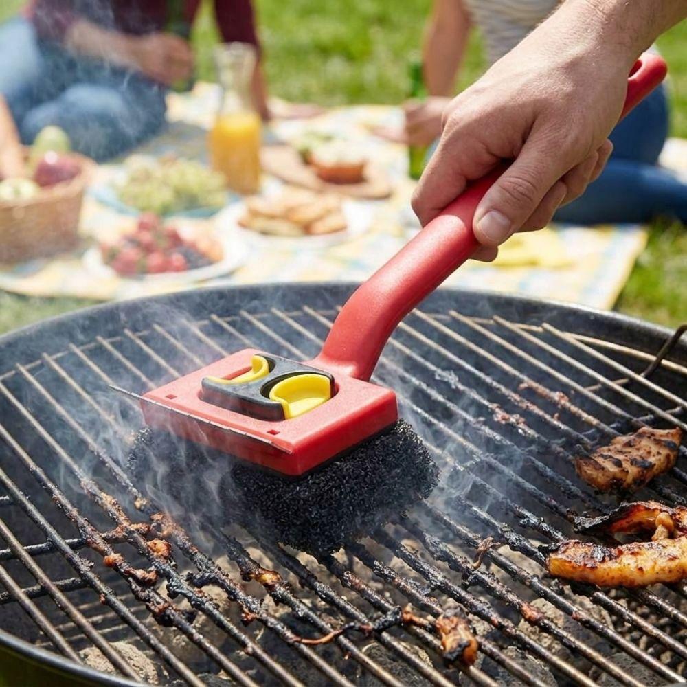 Replaceable Pads Safe Grill Grate Scrubber Stainless Steel Grease Remover Brush  Home Use