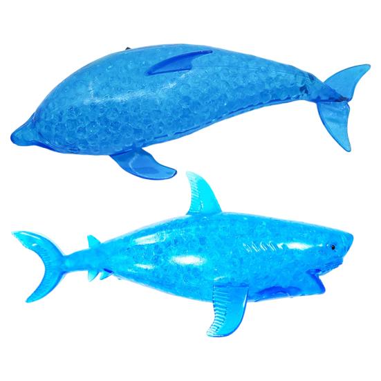 Bead-Filled Shark Squeeze Toy Stress Relief Blue Dolphin Sensory Toy Soft Stress Ball Simulation Sea Animal Pinch Fidget