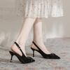 Baotou Empty Sandals Women's Thin Heels Summer New French Pointed Tip Not Tired Feet Simple Commuting Versatile High Heels