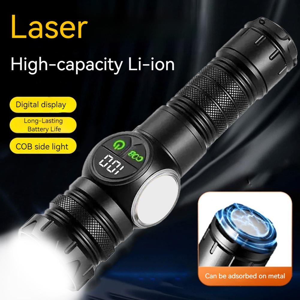 Portable LED COB Flashlight Waterproof Emergency Torch Rechargeable Magnetic Camping Strong Light Flashlight with LED Display