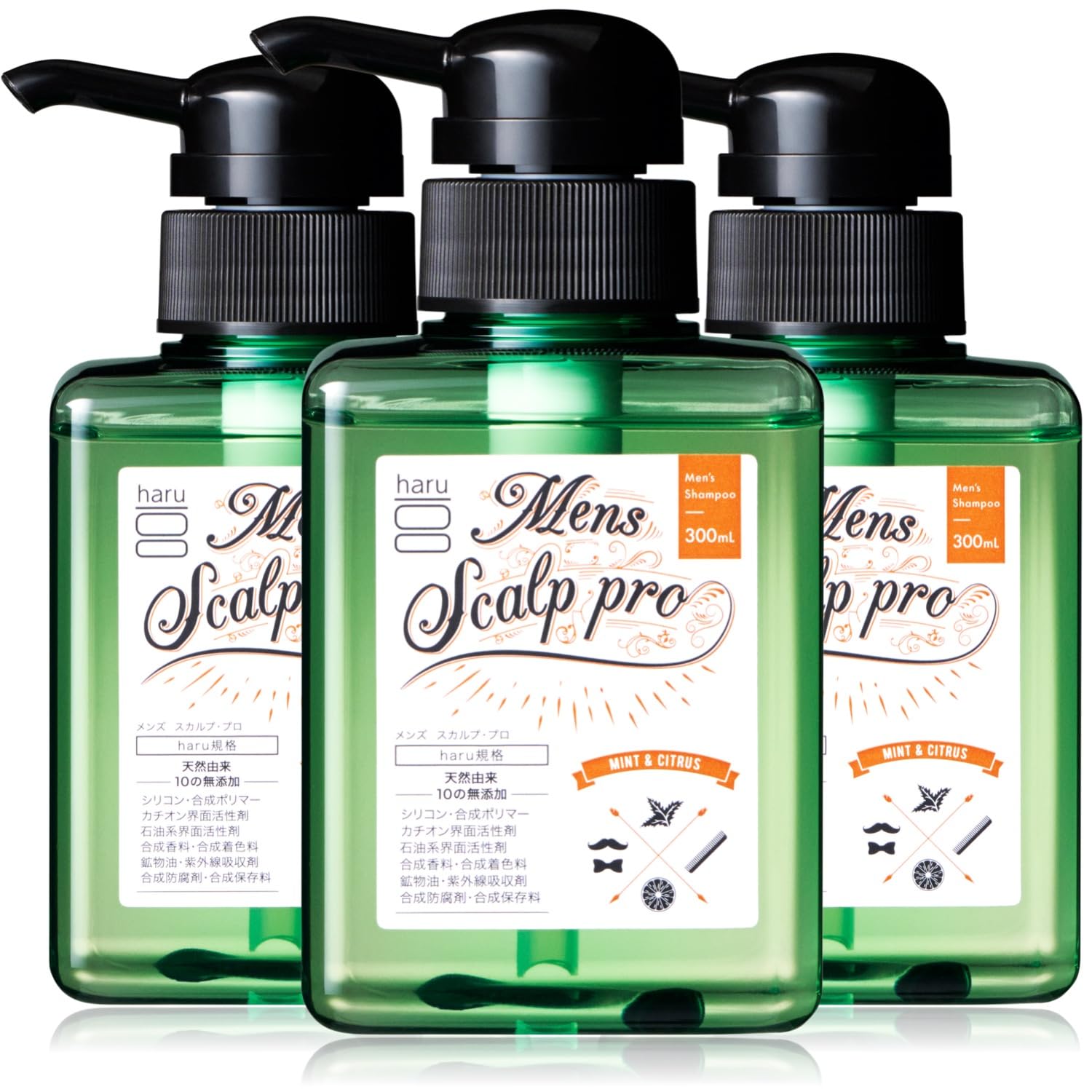 

Haru Scalp Pro 300ml Set of 3 Shampoos for Citrus Mint Scalp Odor Care Men s (approximately 3-month supply) Men, 100% Natural, Scent, Silicone-Free,