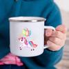 Cartoon Unicorn Printed Creative Mug Water Juice Drinks Milk Cup Enamel Mugs Handle Drinkware Kids Birthday Children's Day Gift