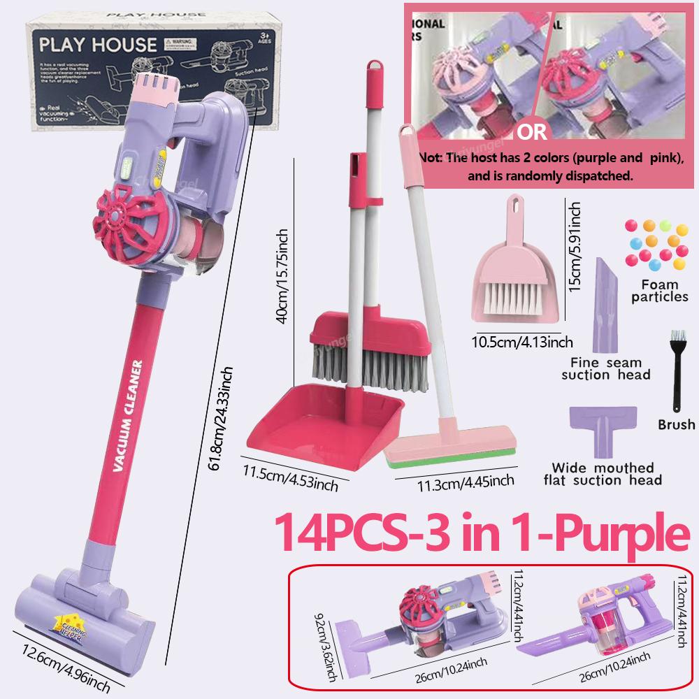 Kids Vacuum Cleaner Toy Electric Realistic Pretend Play Housekeeping Cleaning Set Educational Gift for Toddlers Boys Girls