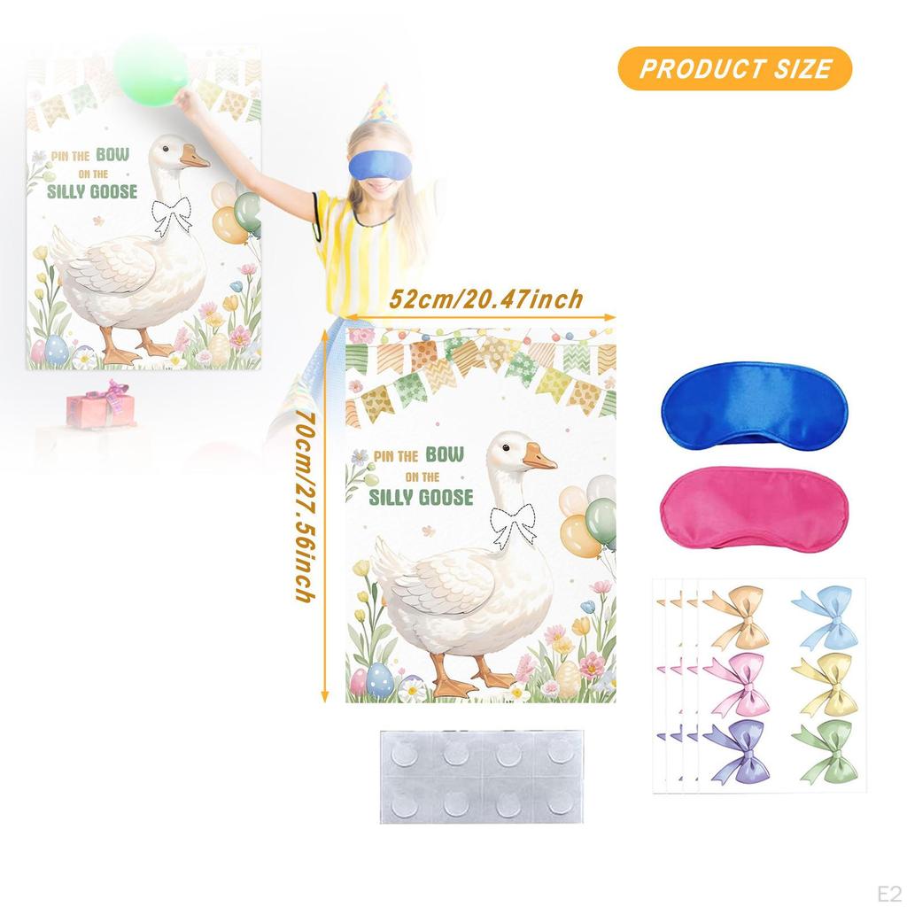 Pin The Bow on Goose Game Theme Party Supplies Large Poster Blindfold for Kids