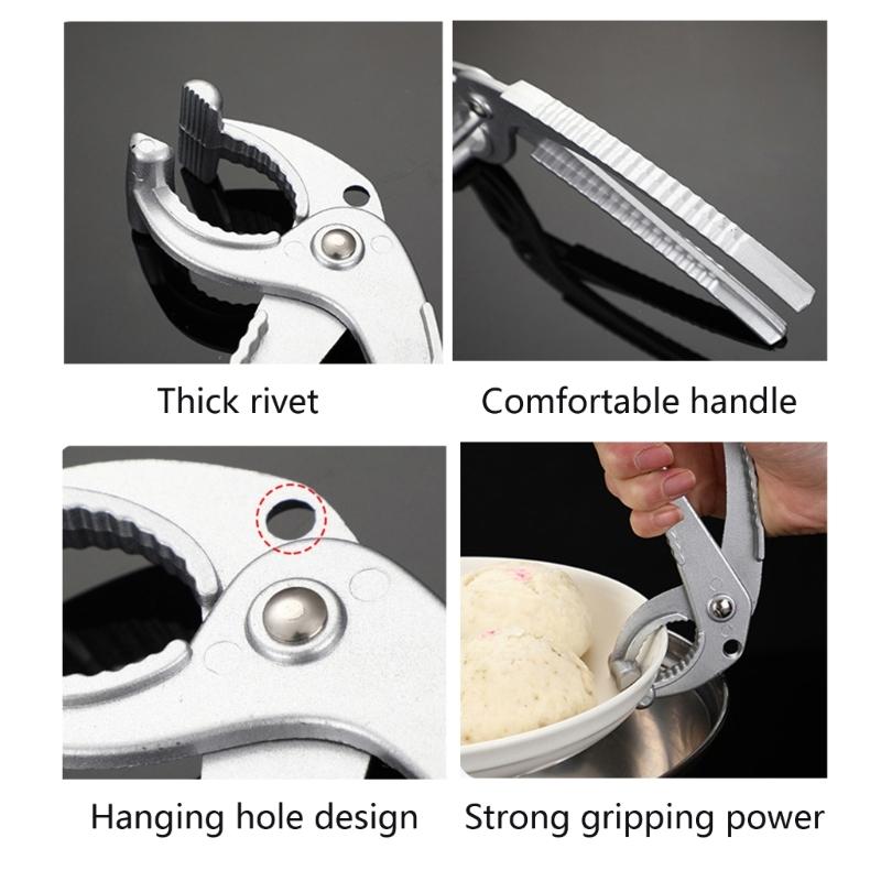 Ergonomic Handle Heat Resistant Tongs Clamp Aluminum Hot Plates Gripper Bowl Holder Clip Multipurpose Nut Cracker Tool