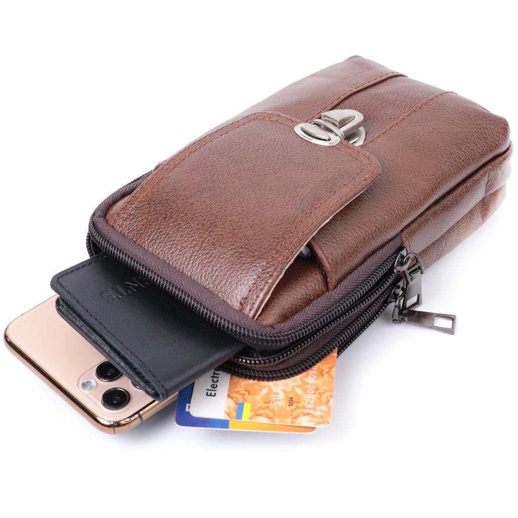 Herrentasche mit zwei Fächern aus echtem Leder VINTAGE Bag 22738 Braun