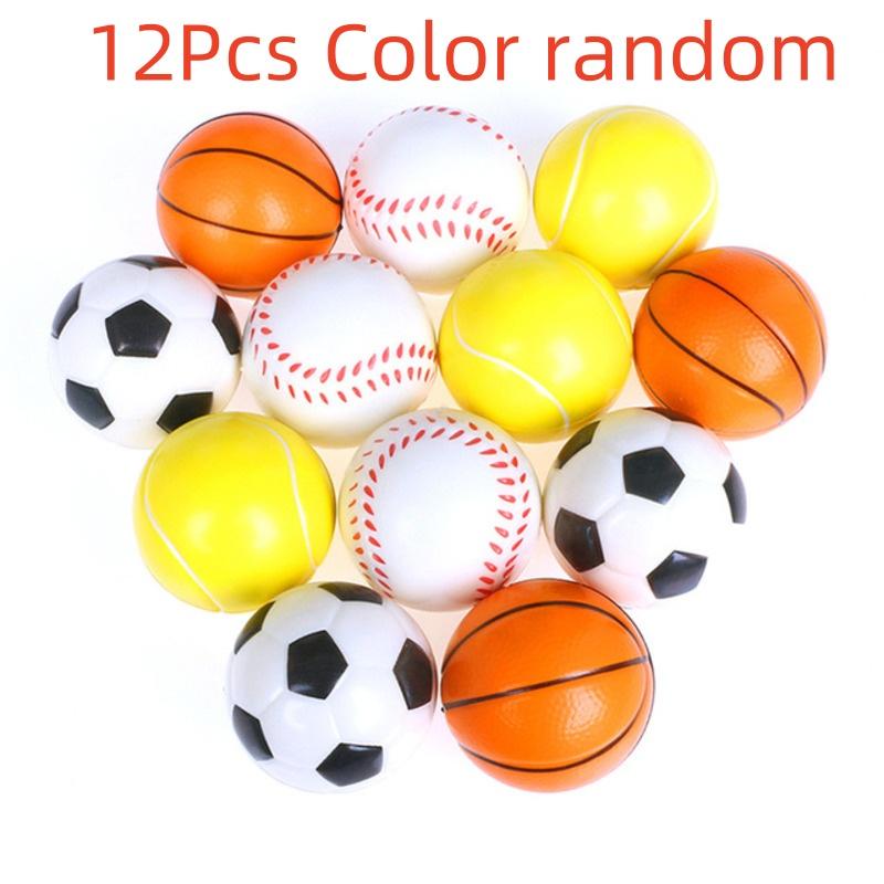 12Pcs Expression Soft Balls Toy Beach Sponge Stress Ball Squeeze Smiley Face Pu Foam For Kids Adult Sports Decompress Toy Ball