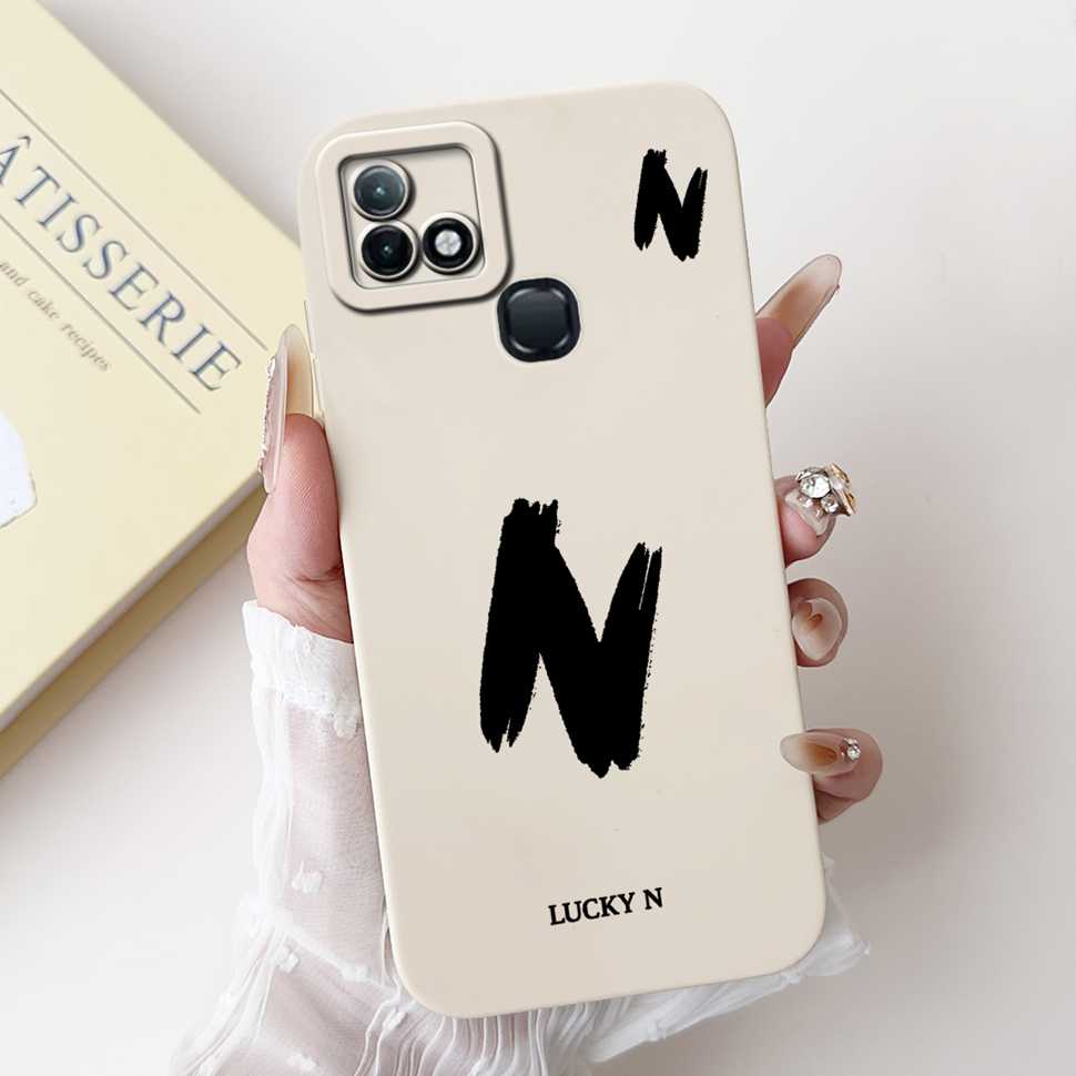 For Infinix Hot 10i X659B Case White Lucky Letters A-Z Soft Silicone Cover For Infinix Hot10I Smart 5 Pro 6.52 " Phone Cases