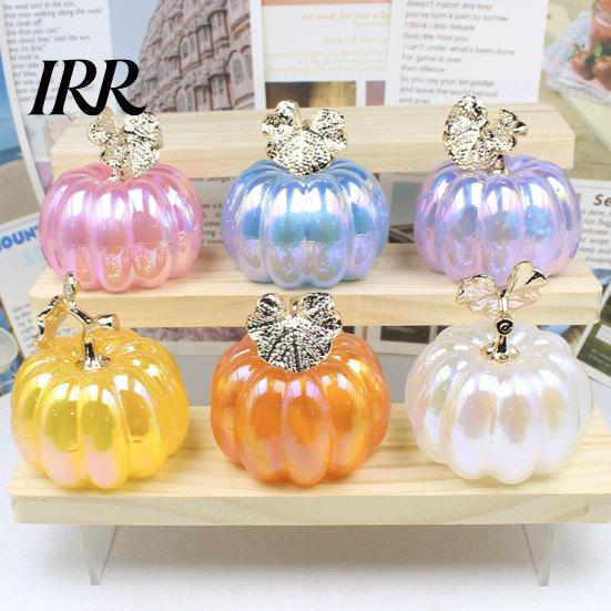Electroplated Leaves Ornament Acrylic Simulation Pumpkin Decor, Halloween Fake Desktop Decoration for Table Car, Spooky Party Centerpiece Home Decor
