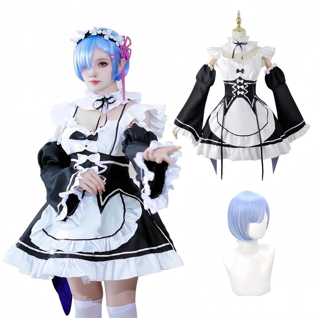 Cosplay Rem Emilia Natsuki Subaru Ram Cosplay Starting Life in Another World Anime Event School Festival Adult Cosplay [NOKIJP] ReZero Costumes,