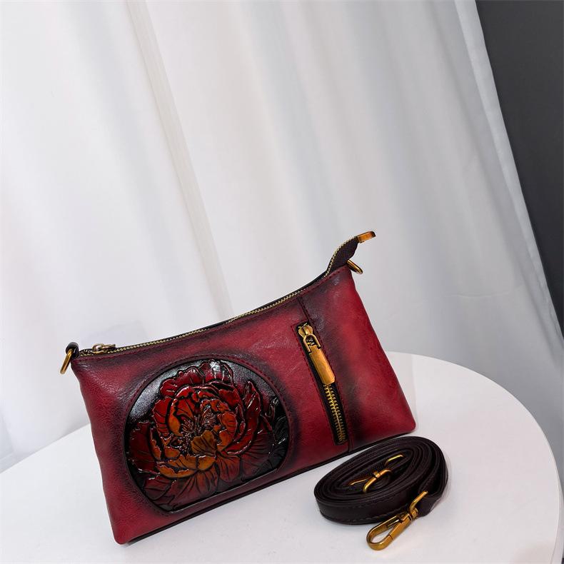 

Ретро етнічний стиль тиснення квітами легка розкішна високої якості м яка міцна модна вишукана легка сумка-кросбоді через плече для щоденного використання на вулиці