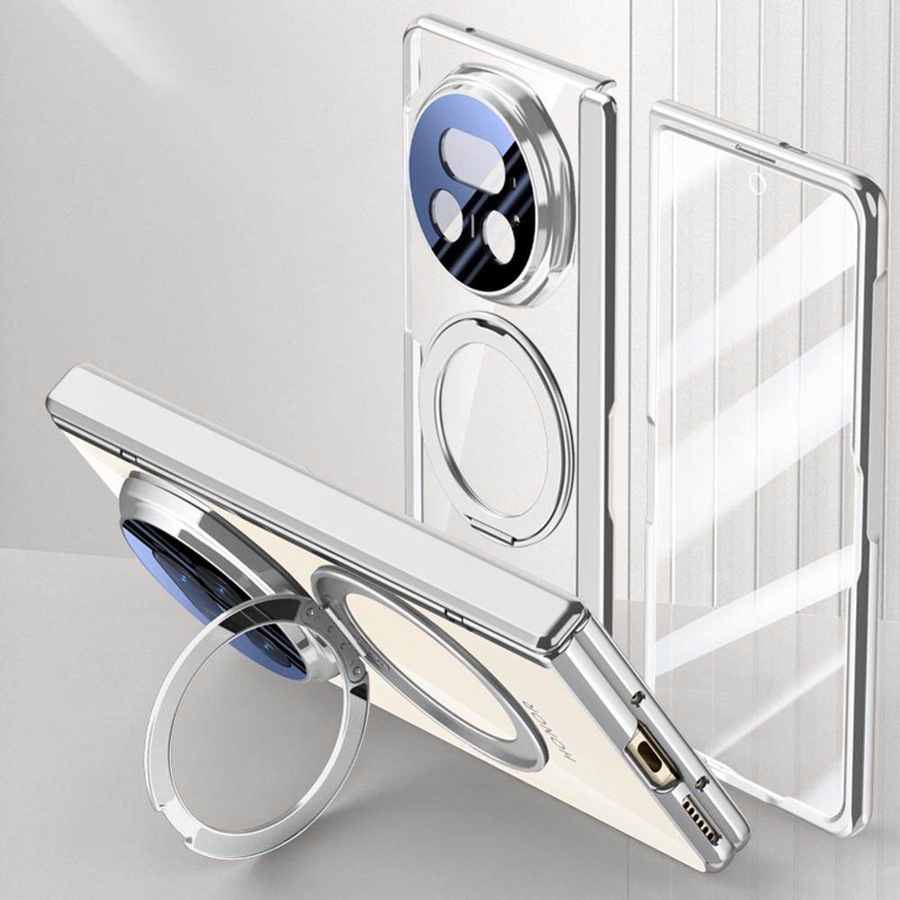 For Honor Magic V5 5G Case Compatible with MagSafe Kickstand Electroplated PC Phone Cover with Screen Protector