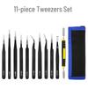 Black Anti-static Stainless Steel Bent Tip Tweezers Set for Nail Art, Journaling, and Household Use