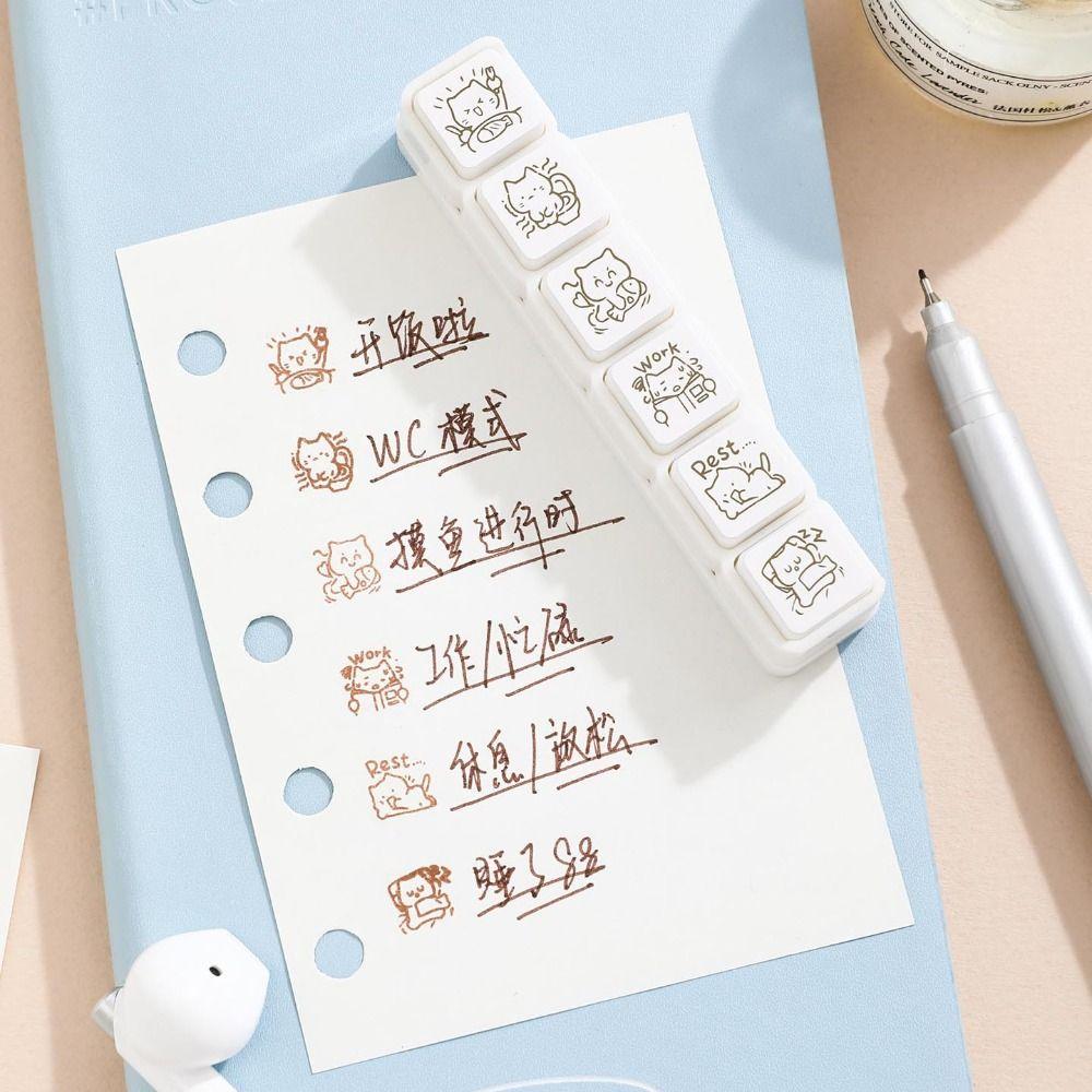Daily Life Good Mood Series Cat Pattern Stamp Mini Decorative Stamp  Journaling Planner