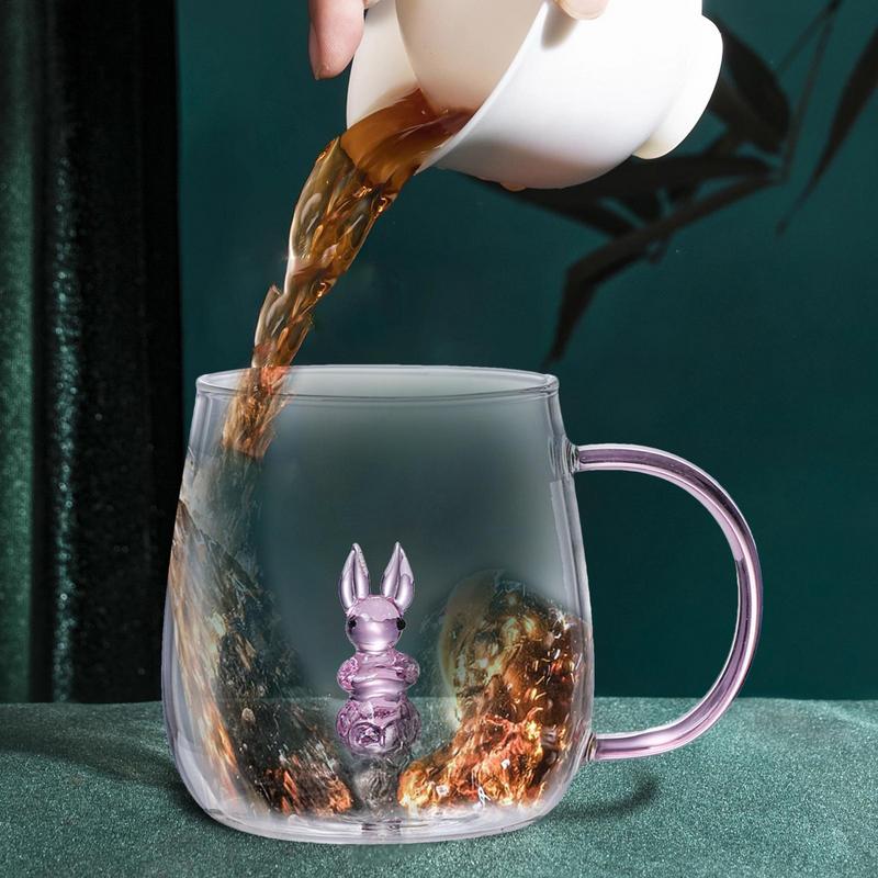 Glasbecher 3D Cartoon Tierform Gläser Zuhause Niedlich Wasser Kaffee Glas Einlagiger Becher Mit Gästen Saft Kaltgetränkebecher 380ml