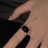 925 Chic Sterling Silver Black Ring For Women With Highend Aesthetic And Fit Adjustable