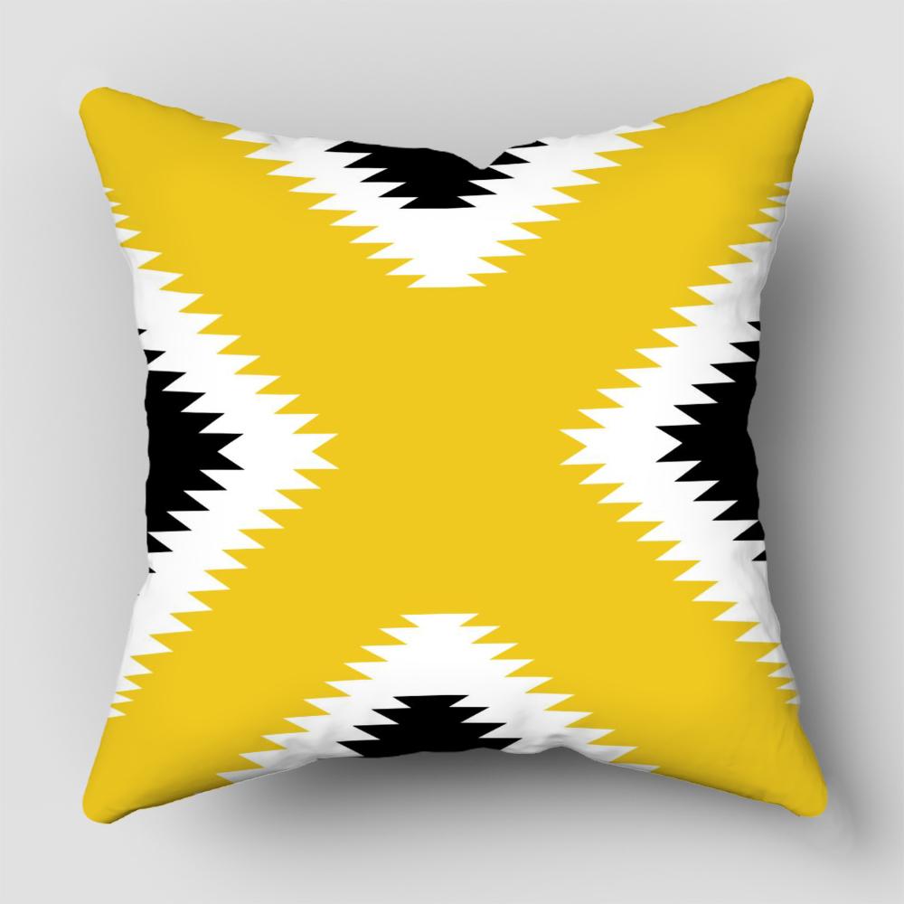 Nordic Yellow Black Abstract Geometric Line Printing Pattern Cushion Cover Home Living Room Sofa Decorative