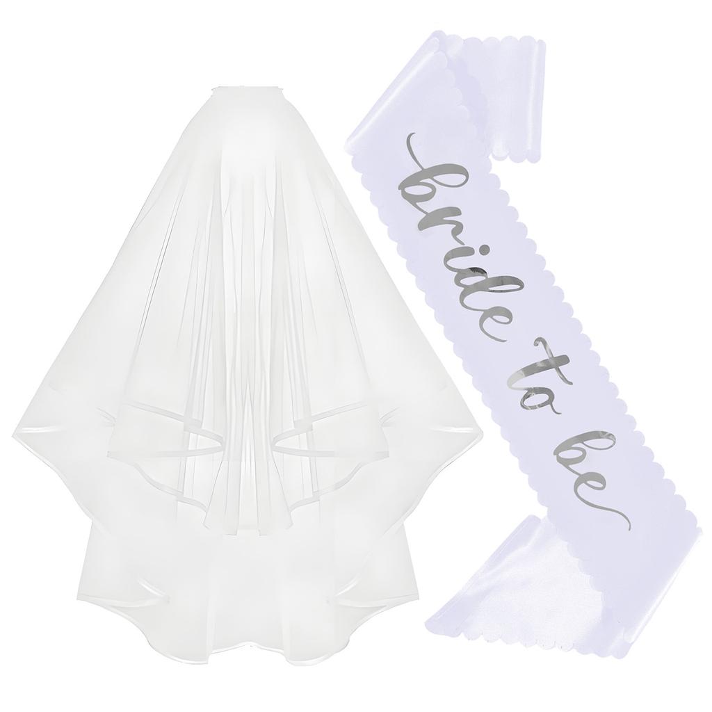 Hen Party Bride to Be Set Include Bride to Be Sash,Bridal Veil White for Bride Shower,Wedding,Bachelorette Party BRIDE Sash Set
