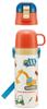 Skater Children's Water Bottle, 2-Way, 470ml (Direct Drinking) or 430ml (Cup Drinking), Designed with a Working Vehicle Design, Stainless Steel,