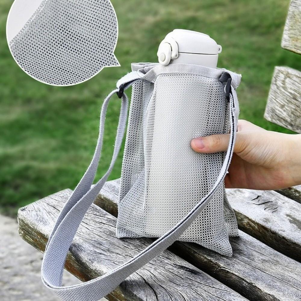 Double-layer Water Bottle Bag Adjustable Shoulder Strap Cup Sleeve Pouch Hiking
