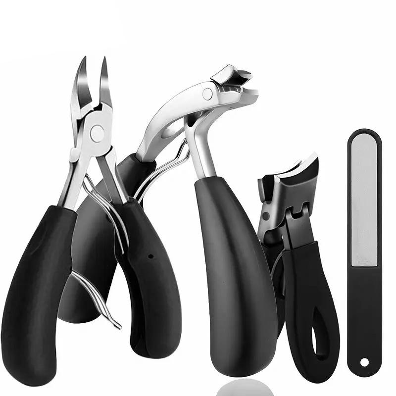 1/4PCS Don't Bend to Cut Toenail Stainless Steel Elbow Nail Clipper Large Opening Nail Clippers Set Nail Cutter Pedicure Tools