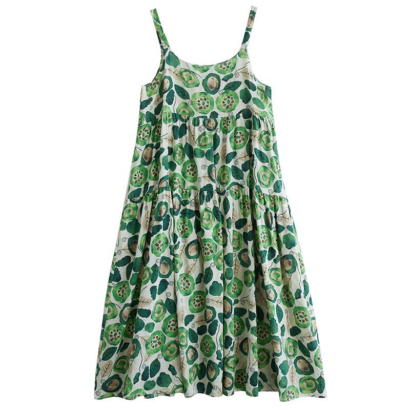 2025 Summer Sleeveless Cotton Linen Patchwork Maxi Dress