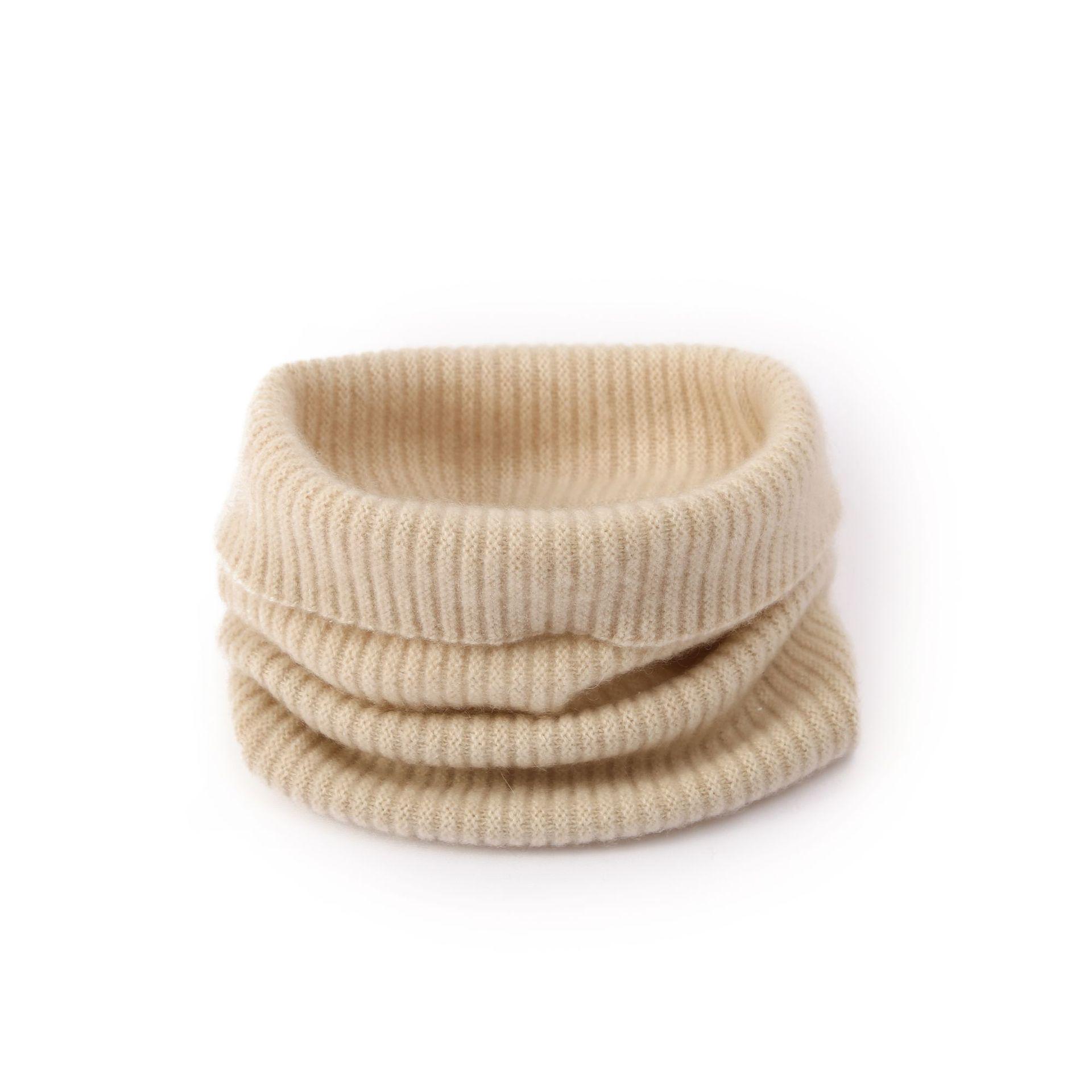 Women s 100% Cashmere Ribbed Neck Warmer: Thickened Cable Knit for Autumn/Winter бежевый