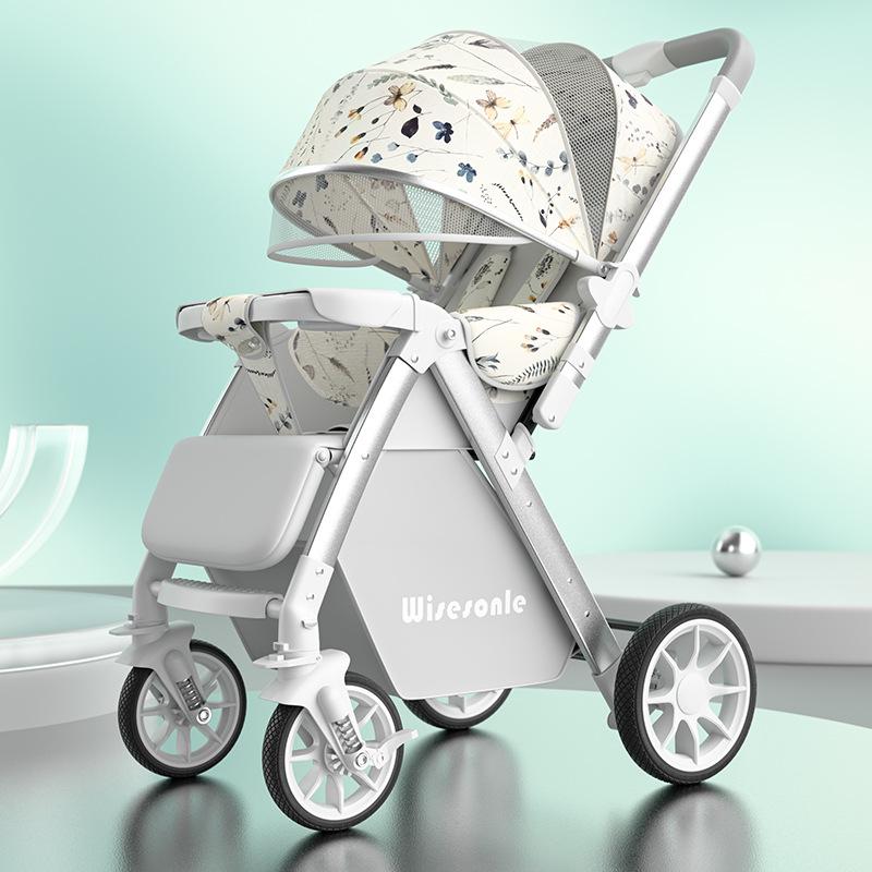 Reversible Baby Stroller: Sit & Lie, Foldable, Lightweight, High Landscape, 0-3 Years, Baby Carriage.