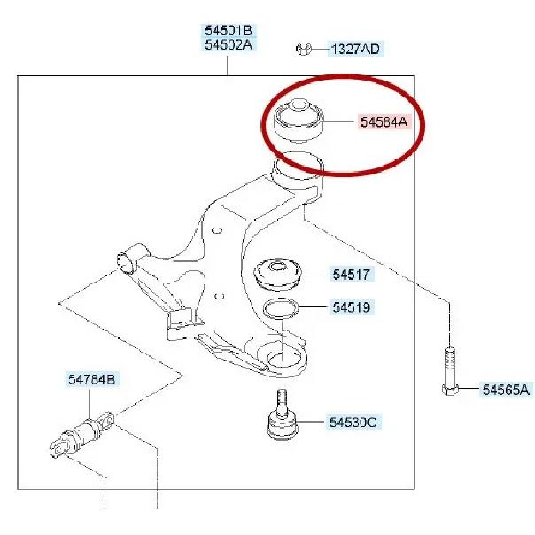 Front Suspension Control Arm Bushing 54584-17000 For Hyundai Elantra Tiburon 1PC