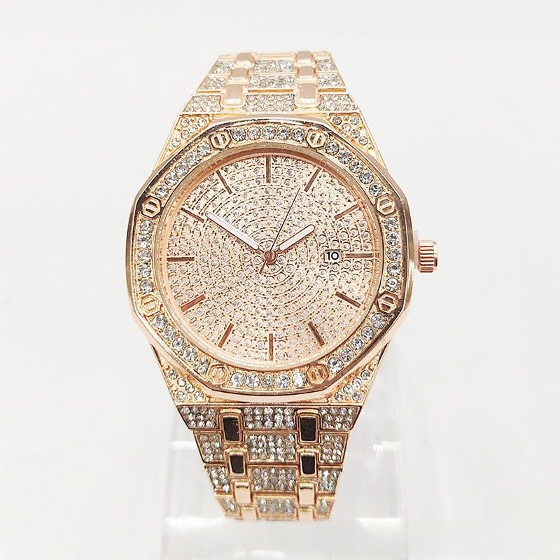 

Hip Hop Mc Style Quartz Watch With Calendar And Steel Band For Casual Wear рожевий колір золота