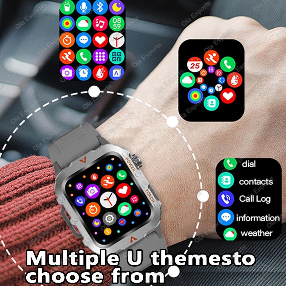 New Men's BT Call Smart Watch LED Flashlight Outdoor Sports Fitness Tracking Smartwatch Wristwatch Health Monitoring Watch