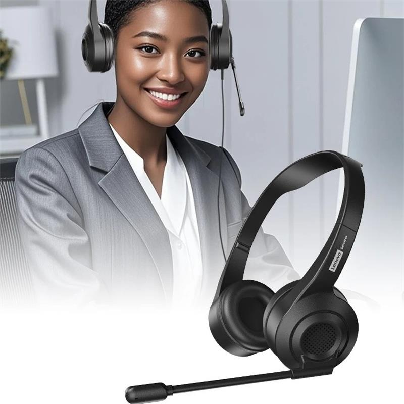 Lenovo E01 Wired Gaming Headphone W/ Rotatable HD Microphone Control Switch Learning Office Earphone Stereo Operator Headset for Online Class