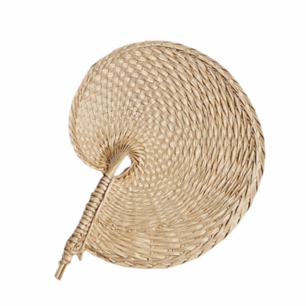 Portable Hand-woven Palm-Leaf Fan Lightweight Decorative Handheld Fans  Photo Prop 30x36cm