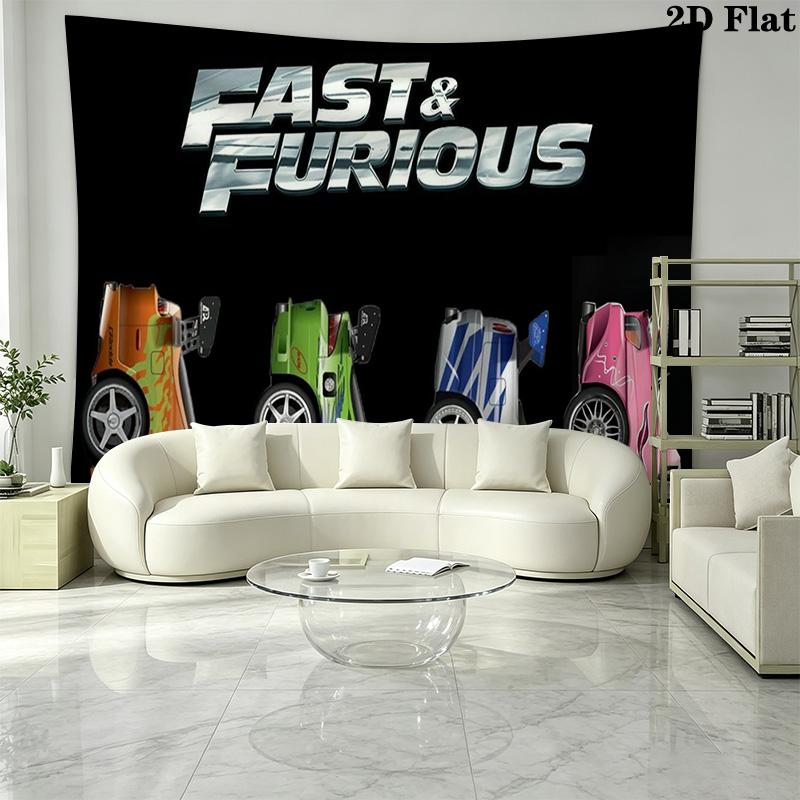 Autorennen Fast Furious Wandteppich Ästhetischer Wandbehang Bedruckter Stoffdecke Dekorative Wandteppiche für Schlafzimmer Wohnzimmer Heimdekoration
