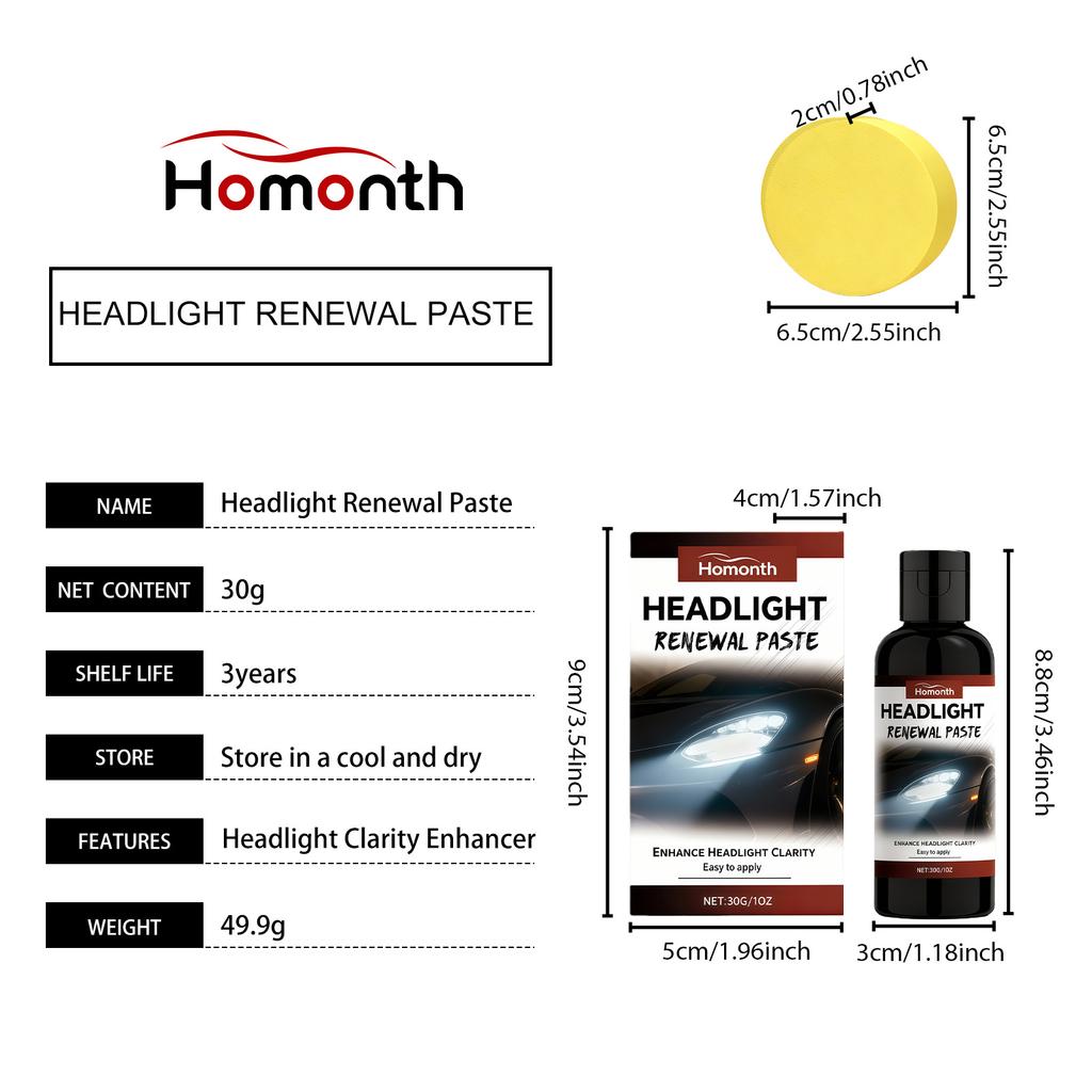 Car Headlight Care Cream Set Headlight Repair Cream for Car Lamp Repair Polishing Anti-Oxidation Scratch Restoration Dirt Clean