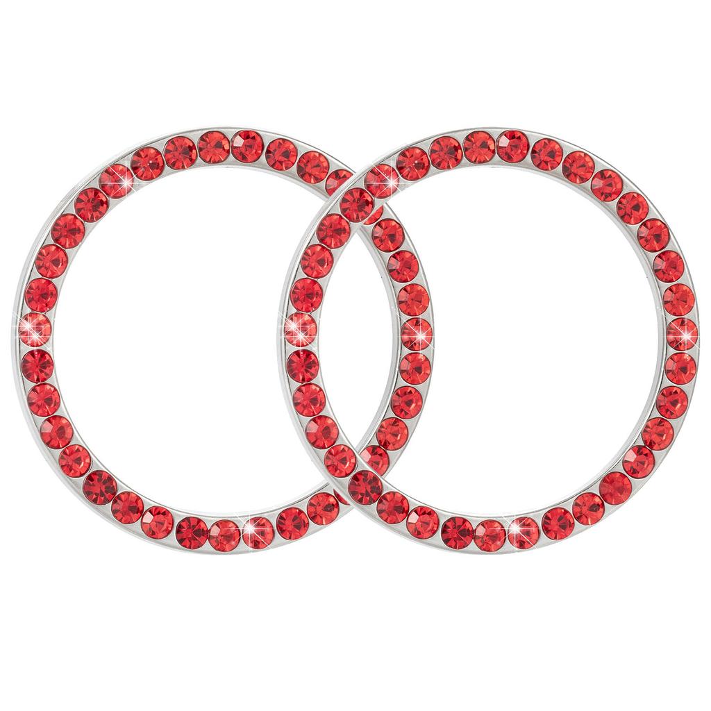 2/1Pcs Start Stop Push Button Engine Ignition Switch Protective Cover Bling Rhinestone Ring Circle Trim Car Interior Accessories