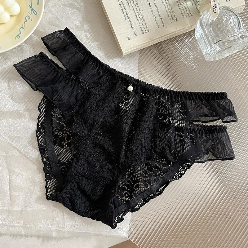 

Sexy Lace Underwear Plus Size Women Pure Cotton Gusset Summer Breathable Hip Hugging Mid Waist XL чёрный
