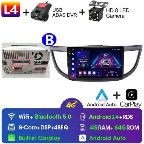 Android 14 For Honda CR-V CRV 2012 - 2015 GPS Carplay Auto Car Radio Multimedia Video Player Stereo WIFI 4G BT RDS 7862S