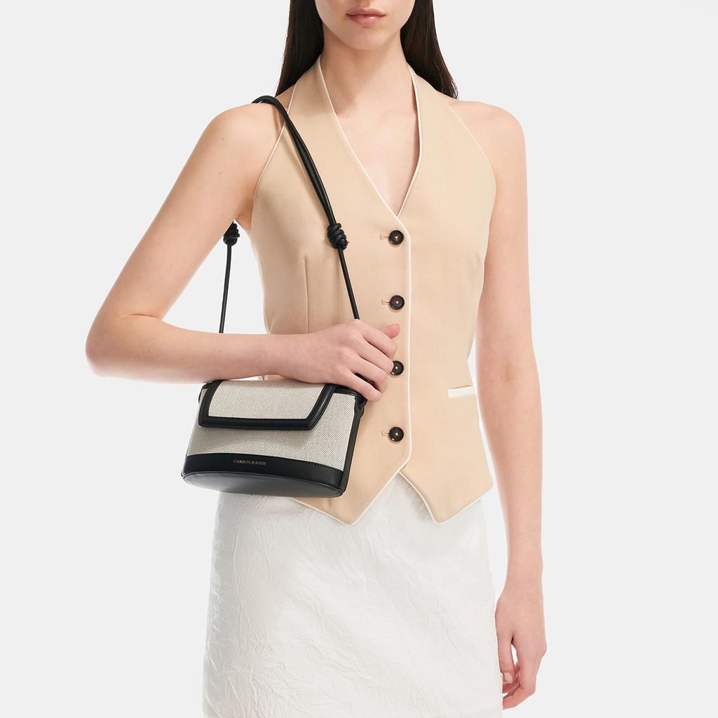 New CHARLES&KEITH Polyurethane Shoulder Bag Women's Black CK2-20271345-1