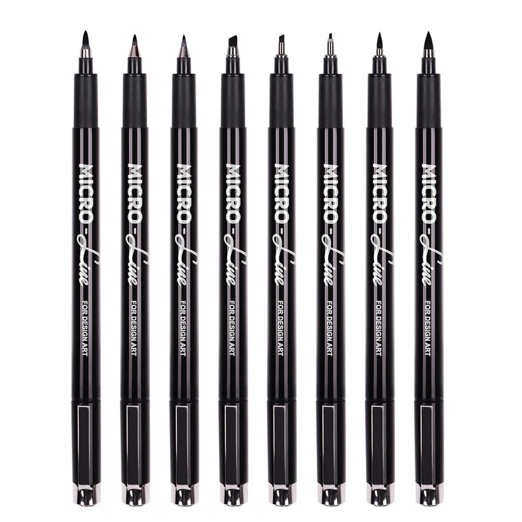 8Pcs Hand Lettering Pens Calligraphy Brush Markers for Writing Sketching Art Drawing Illustration Scrapbooking Journaling Black